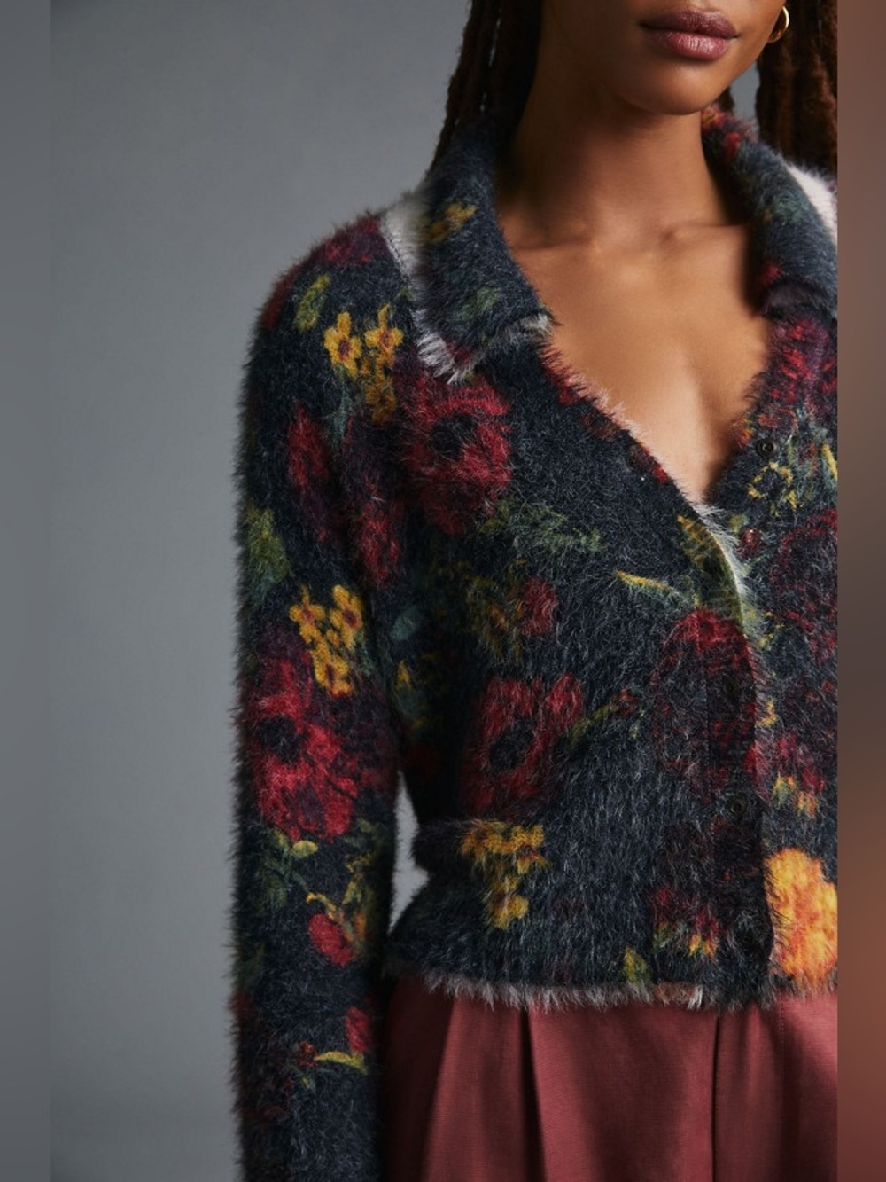 Anthropologie Cropped Eyelash Cardigan Sweater - Picture 2 of 6